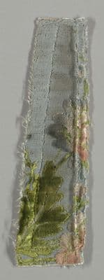 Pale Blue Silk Velvet Fragment with Metallic Floral Embroidery