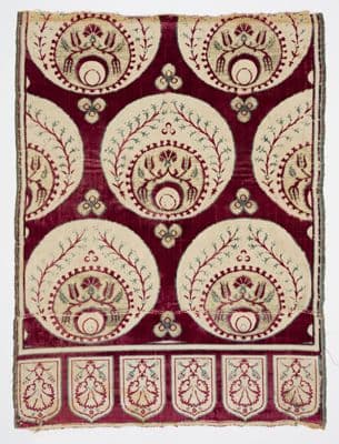 Deep Burgundy Silk Velvet Panel with Gold Brocade