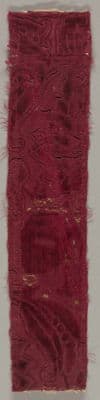 Deep Burgundy Silk Velvet Textile Fragment