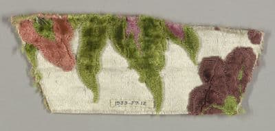 Cream Silk Velvet Fragment with Floral Pattern