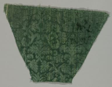 Forest Green Silk Velvet Fragment with Brocaded Pattern