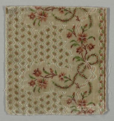 Pale Green Rose Pink Silk Velvet Fragment