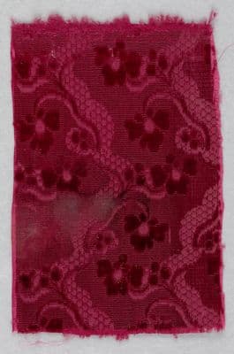 Deep Burgundy Silk Velvet Fragment with Dragon Motifs