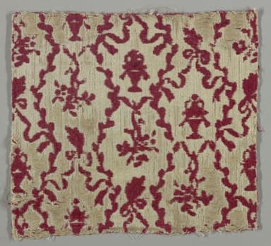 Burgundy Silk Velvet Fragment with Cream Foundation