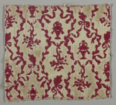 Burgundy Silk Velvet Fragment with Cream Foundation