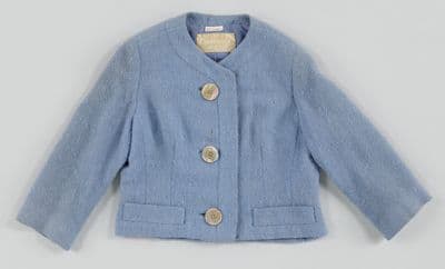 Powder Blue Wool Tweed Cropped Jacket