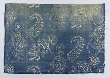 Indigo Blue Cotton Resist-Dyed Textile