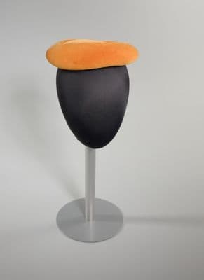 Bright Orange Black Velveteen Pillbox Hat