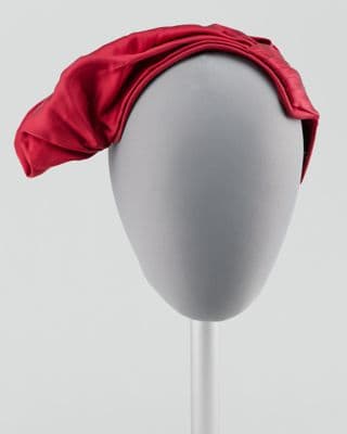 Deep Red Satin Draped Turban Hat