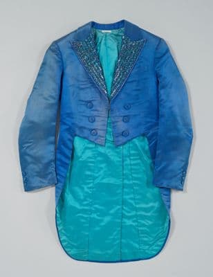Royal Blue Silk Satin Theatrical Tailcoat with Turquoise Lining