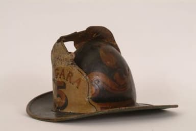 Black Leather Firefighter Helmet with Gold Lettering