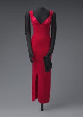 Red Bodycon Slip Dress with Long Gloves
