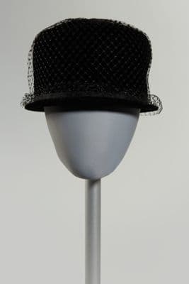 Black Silk Velvet Top Hat with Veil