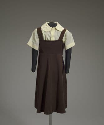 Dark Brown Synthetic Jumper Dress School Uniform