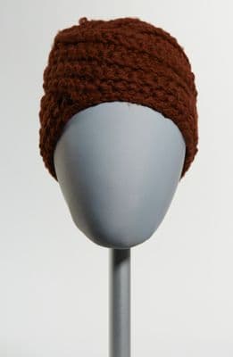 Brown Wool Crochet Turban Hat