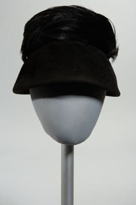 Black Fur Felt Cloche Hat with Feathers