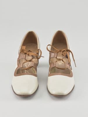 Cream and brown pumps with laces