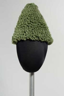 Green Conical Crochet Wool Hat
