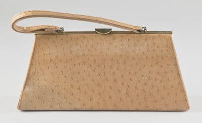 Brown Faux Ostrich Leather Structured Handbag