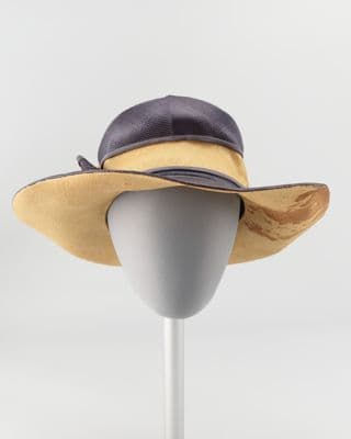 Navy and Cream Straw Wide-Brim Sun Hat