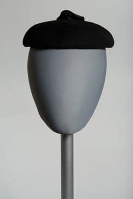 Black Fur Felt Mourning Cap with Veil