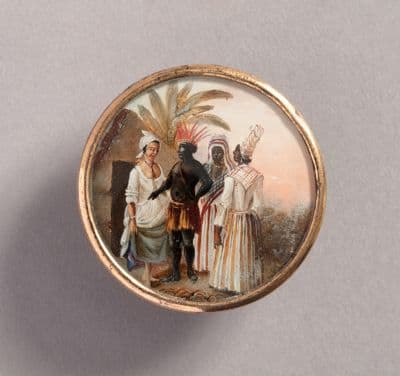 Gouache Ivory Miniature Painting Decorative Button