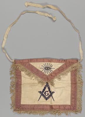 Cream Leather Masonic Apron with Pink Satin Border
