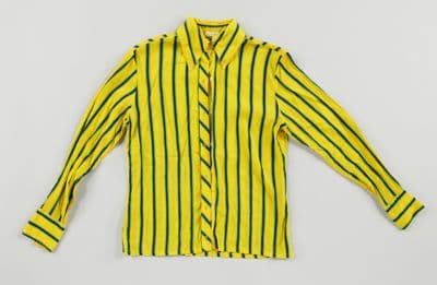 Yellow Cotton Gauze Blouse with Vertical Stripes