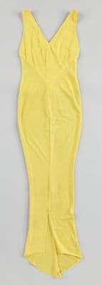 Bright Yellow Polyester Jersey V-Neck Column Dress
