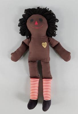 Black Raggedy Ann Doll with Ivory Cotton Dress