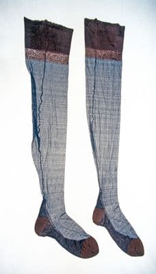 Navy Blue Nylon Experimental Color-Blocked Stockings