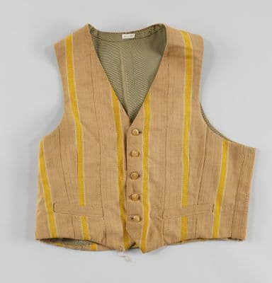 Brown and Yellow Striped Cotton Waistcoat