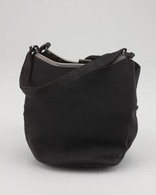 Black purse with center clutch and silver hardware