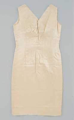 Cream Silk Twill Sleeveless Shift Dress
