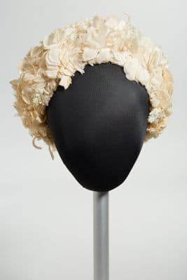 White knit hat with flowers