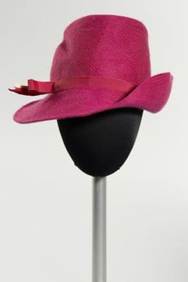 Magenta Pink Wool Felt Wide-Brim Fedora Hat