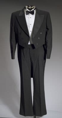 Black Wool Tailcoat with White Pocket Handkerchief