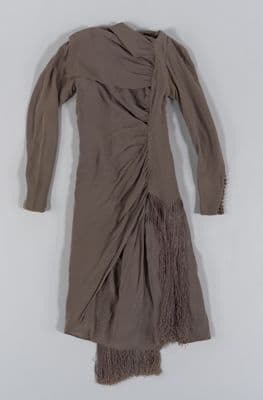 Gray Rayon Jersey Wrap Dress with Shawl Collar