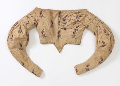 Tan Cotton Fitted Bodice with Floral Print