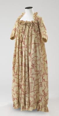 Cream Cotton Chintz Sack-Back Gown with Floral Print