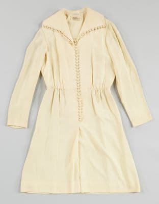 Ivory Satin Crepe Shirt Dress Wide Collar