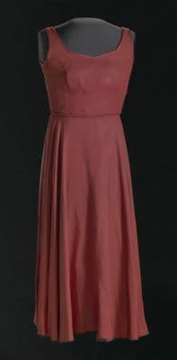 Deep Red Synthetic Satin Fit and Flare Midi Dress
