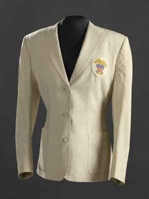 Cream Wool Gabardine Tennis Blazer with Navy Trim