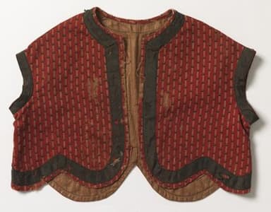 Deep Red Wool Gentleman's Waistcoat with Scalloped Hem