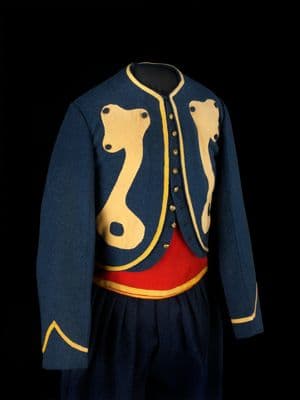 Navy Blue Wool Zouave Jacket with Gold Braiding