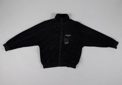 Black Velour Oversized Tracksuit Jacket