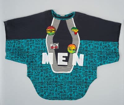 Oversized Turquoise Blue Black Print Cotton Shirt