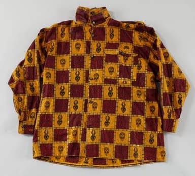 Golden Yellow Burgundy Wax Print Cotton Dashiki