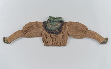 Brown Wool Bodice and Skirt with Green Silk Trim