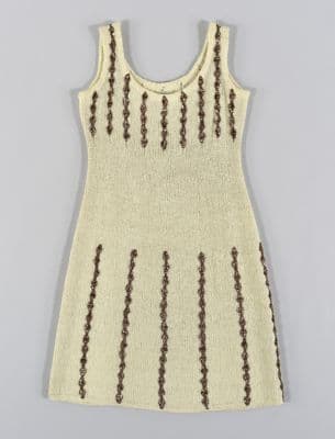 Cream Knit Shift Dress with Copper Sequins
